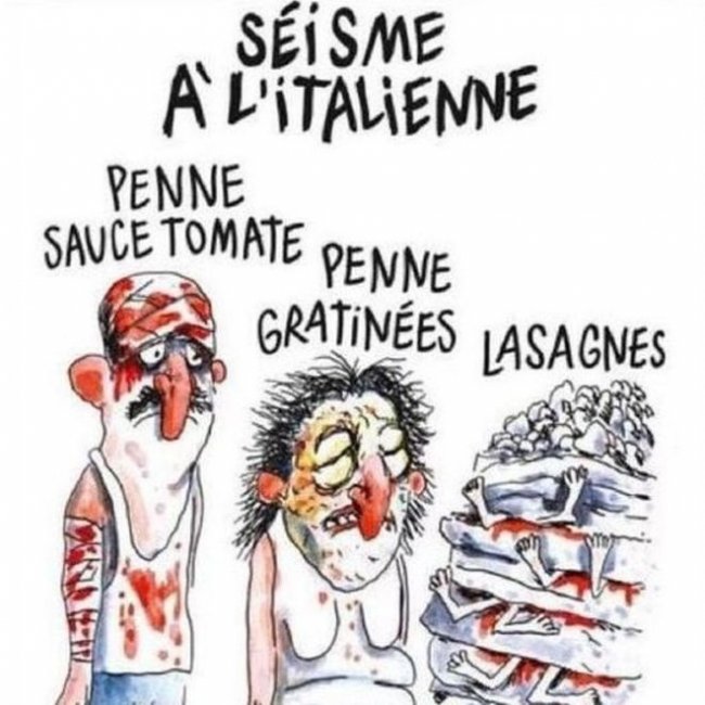 Жителей Италии возмутила карикатура Charlie Hebdo на недавнее землетрясение (фото)